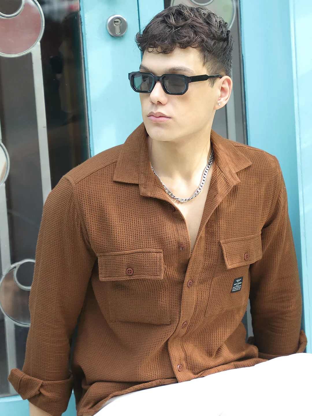 British Vintage Brown Full Sleeve Shirt - Image 3