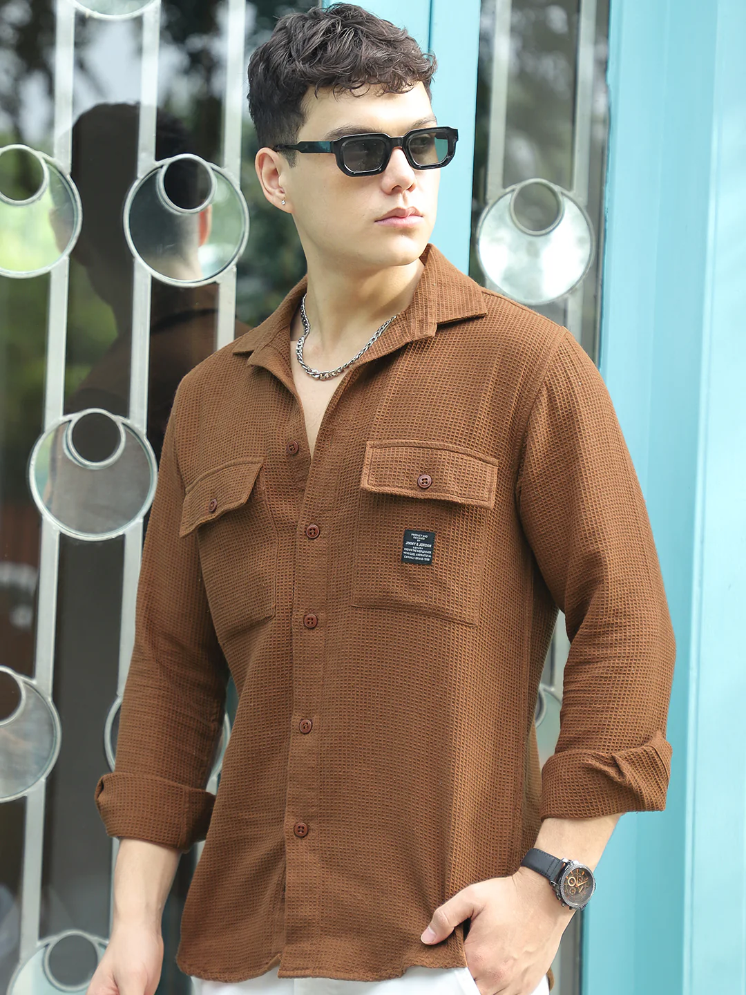 British Vintage Brown Full Sleeve Shirt - Image 5