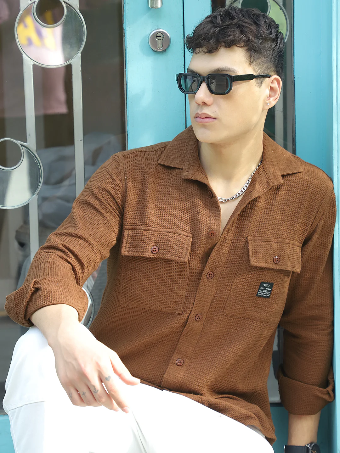 British Vintage Brown Full Sleeve Shirt - Image 6