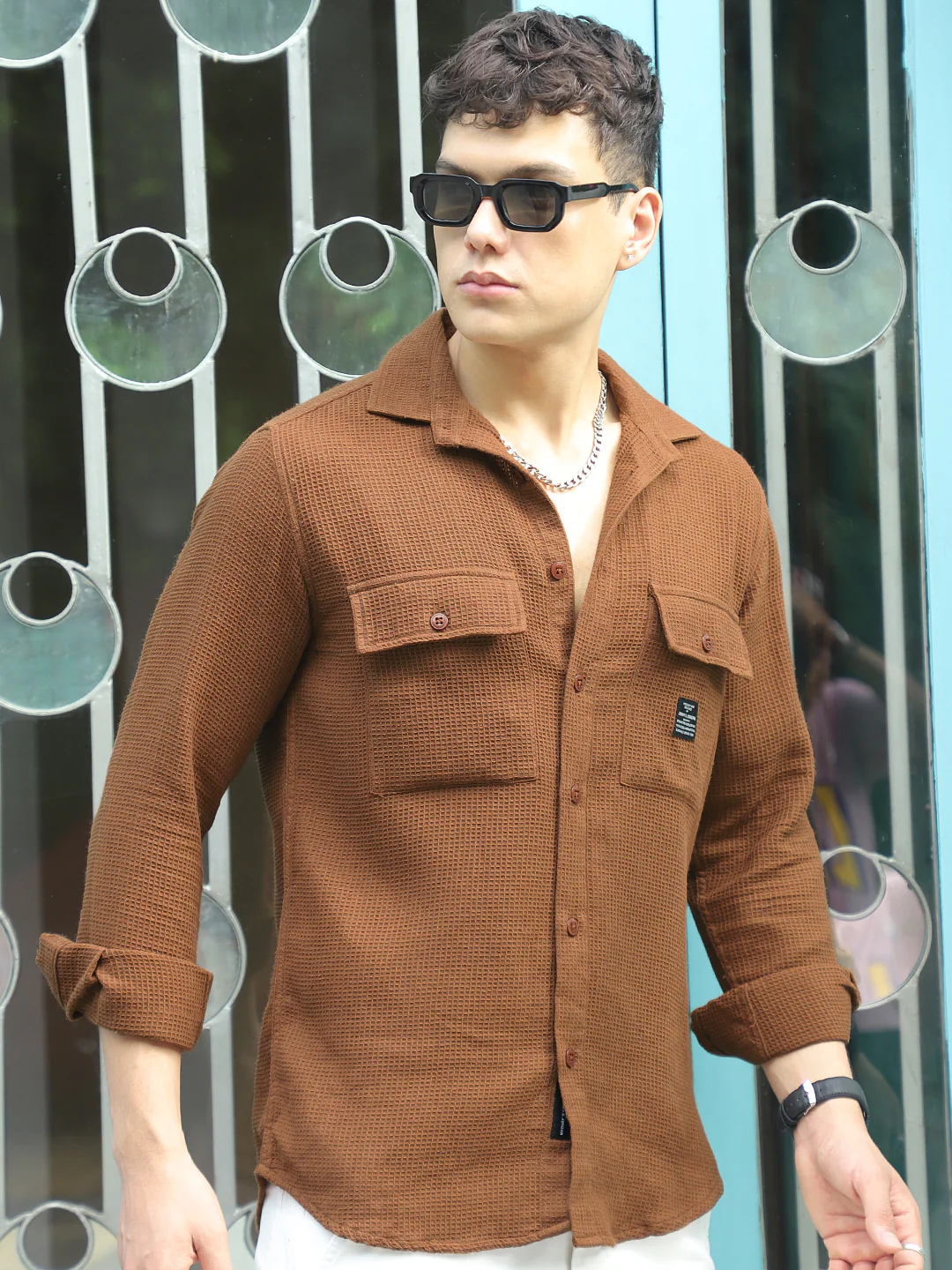 British Vintage Brown Full Sleeve Shirt - Image 7