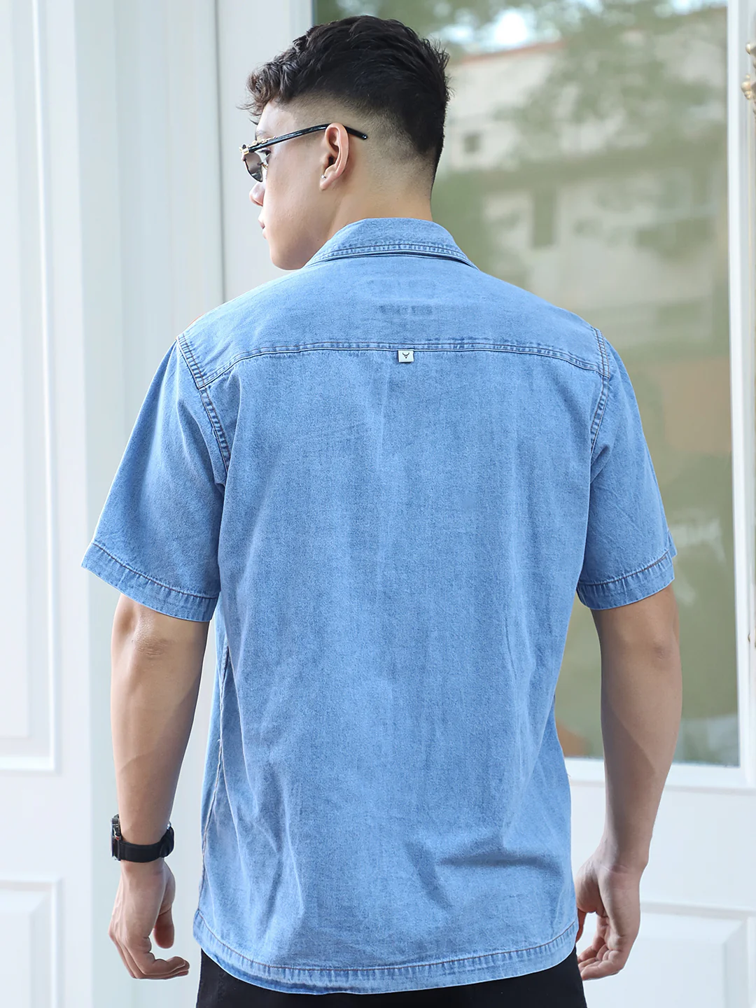 Calmyra Colembia  Blue Denim Half Sleeve Shirt - Image 3