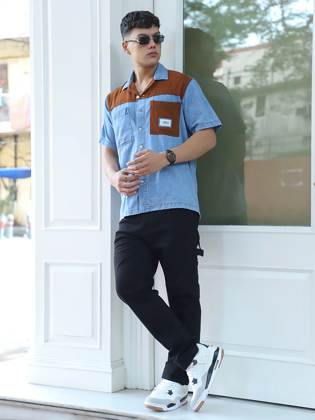 Calmyra Colembia  Blue Denim Half Sleeve Shirt - Image 9