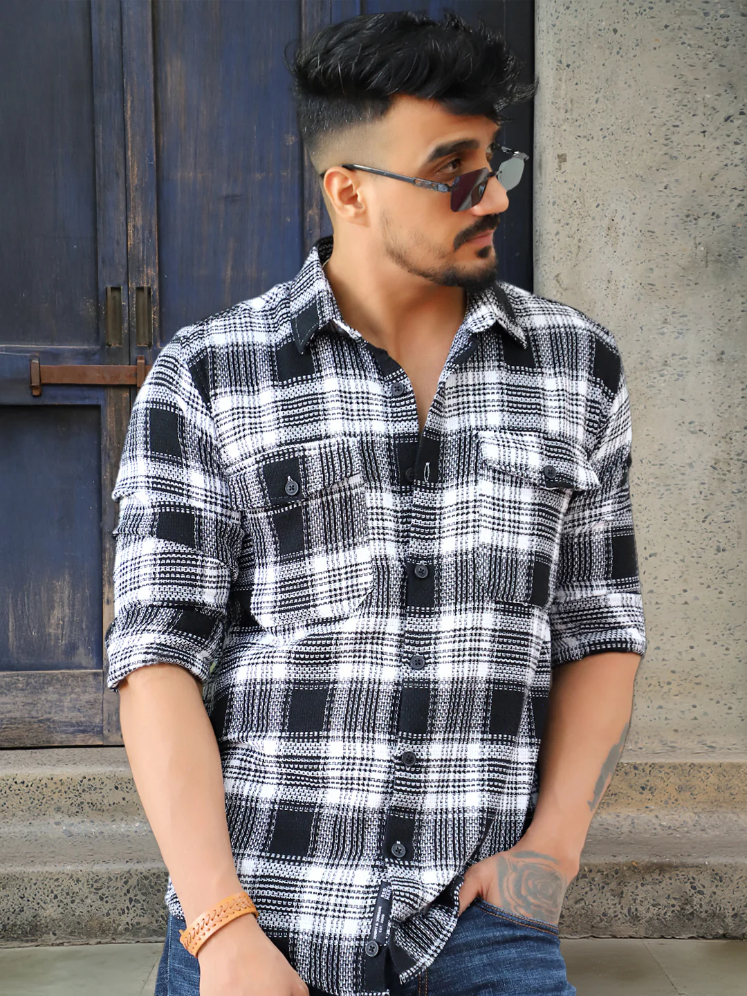 Chrome Fever Black Check Full Sleeve Shirt - Image 3
