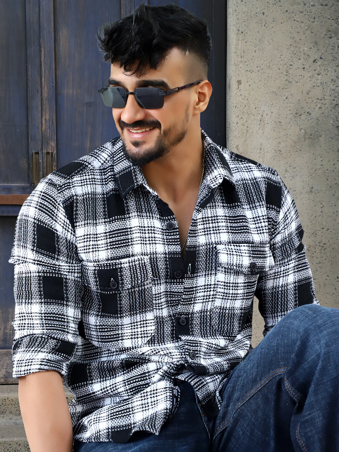 Chrome Fever Black Check Full Sleeve Shirt - Image 4