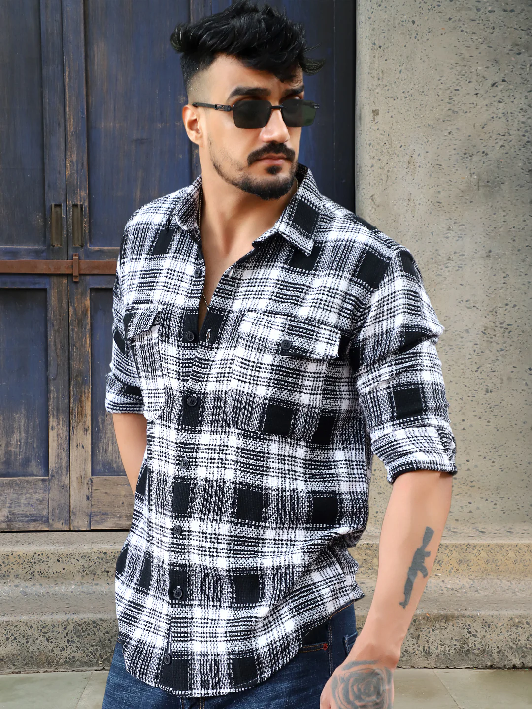 Chrome Fever Black Check Full Sleeve Shirt - Image 5