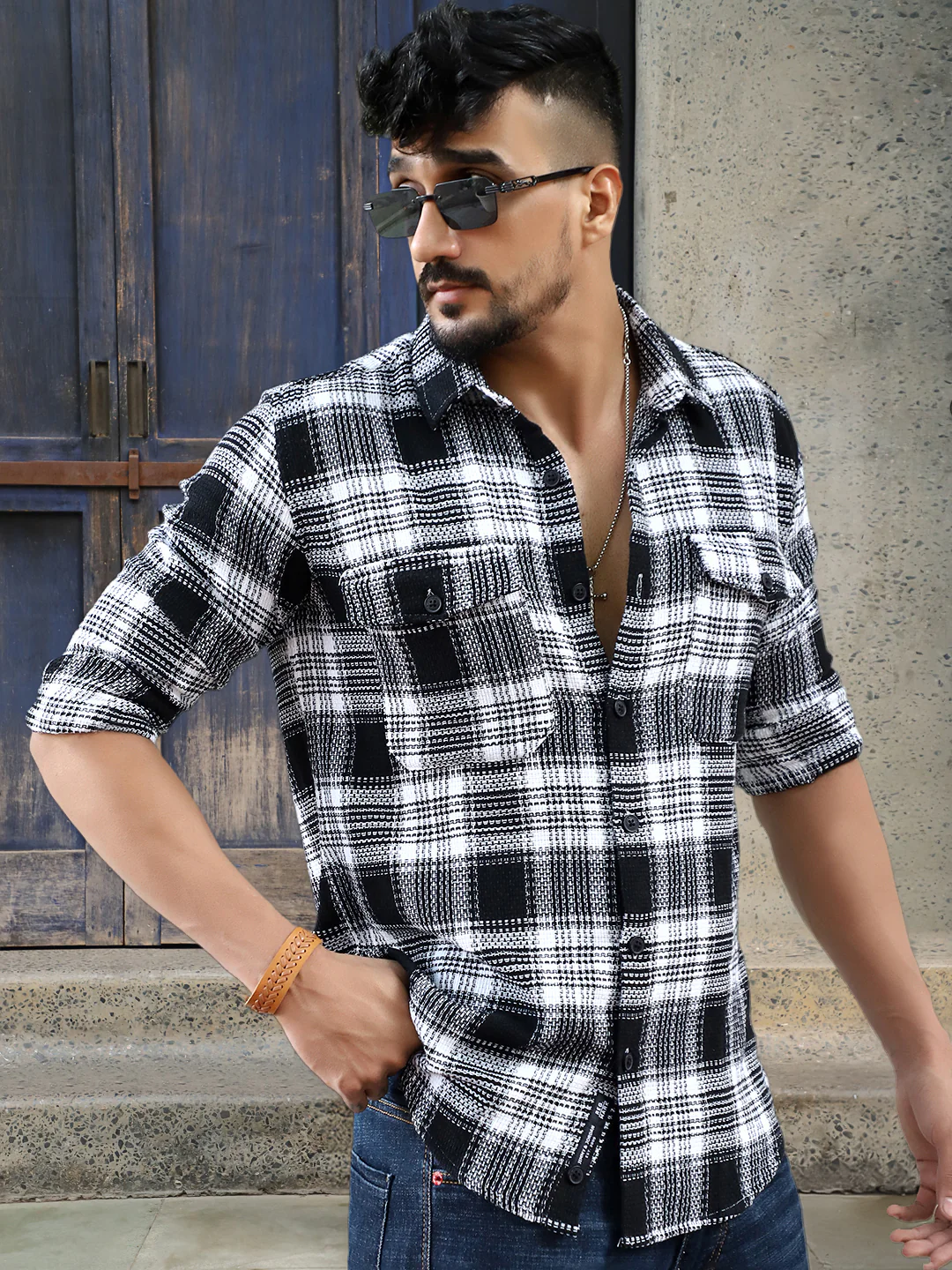 Chrome Fever Black Check Full Sleeve Shirt - Image 6