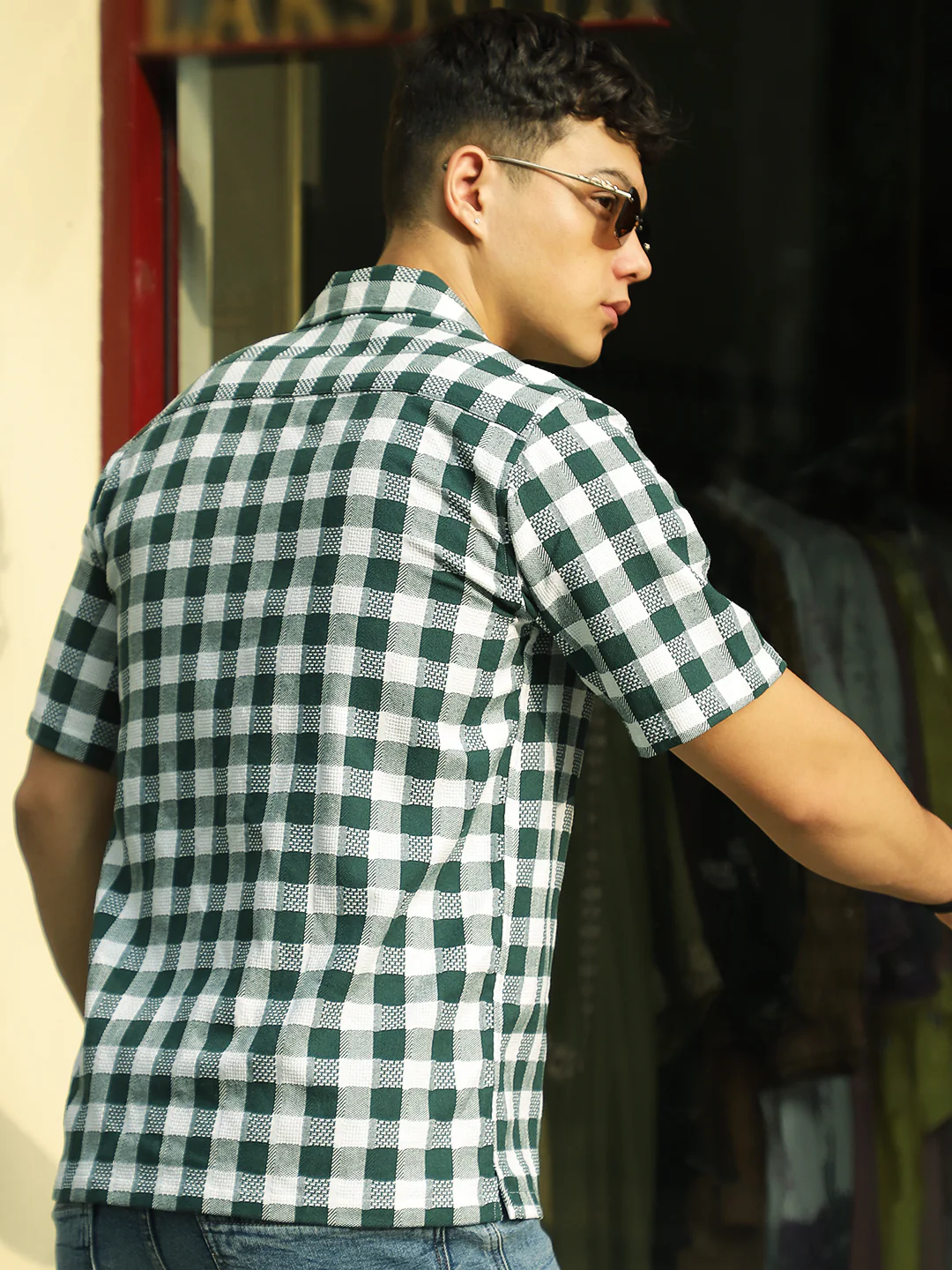 Citrus Dark Green Half Sleeve Check Shirt - Image 6