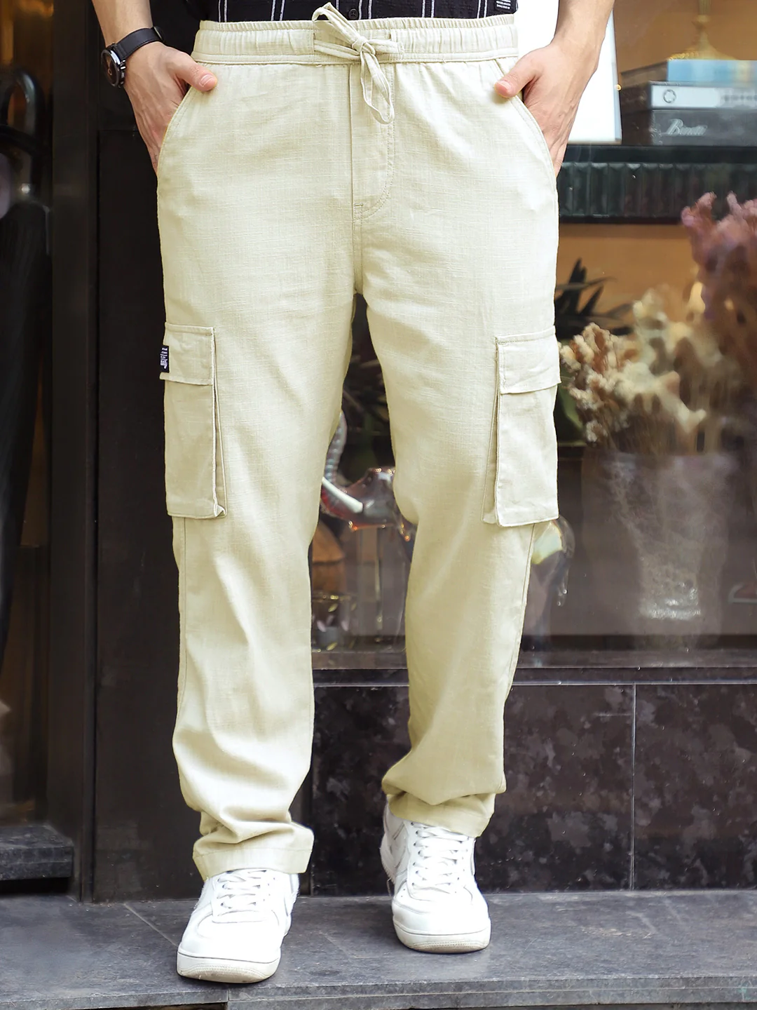 Desert Cream Linen Cargo - Image 3