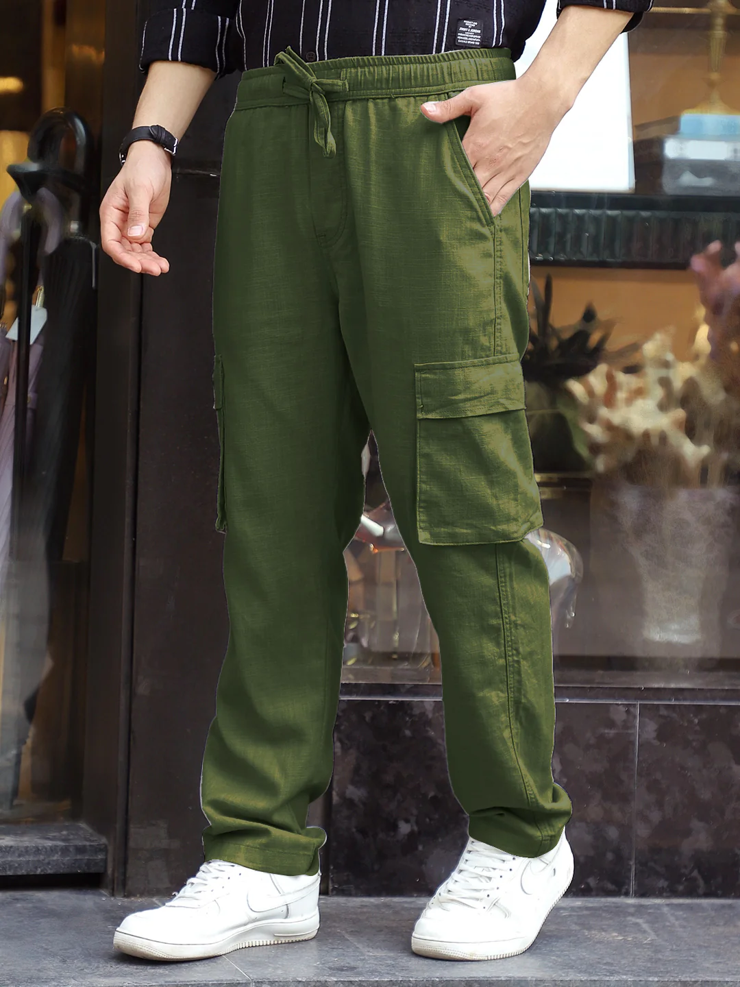 Desert Moss Green Linen Cargo - Image 4