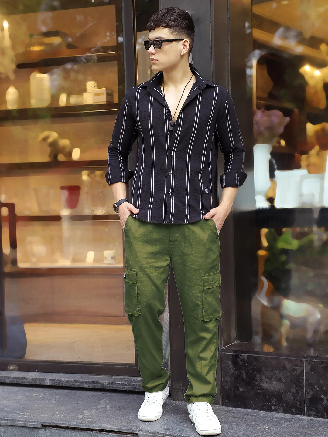 Desert Moss Green Linen Cargo - Image 8