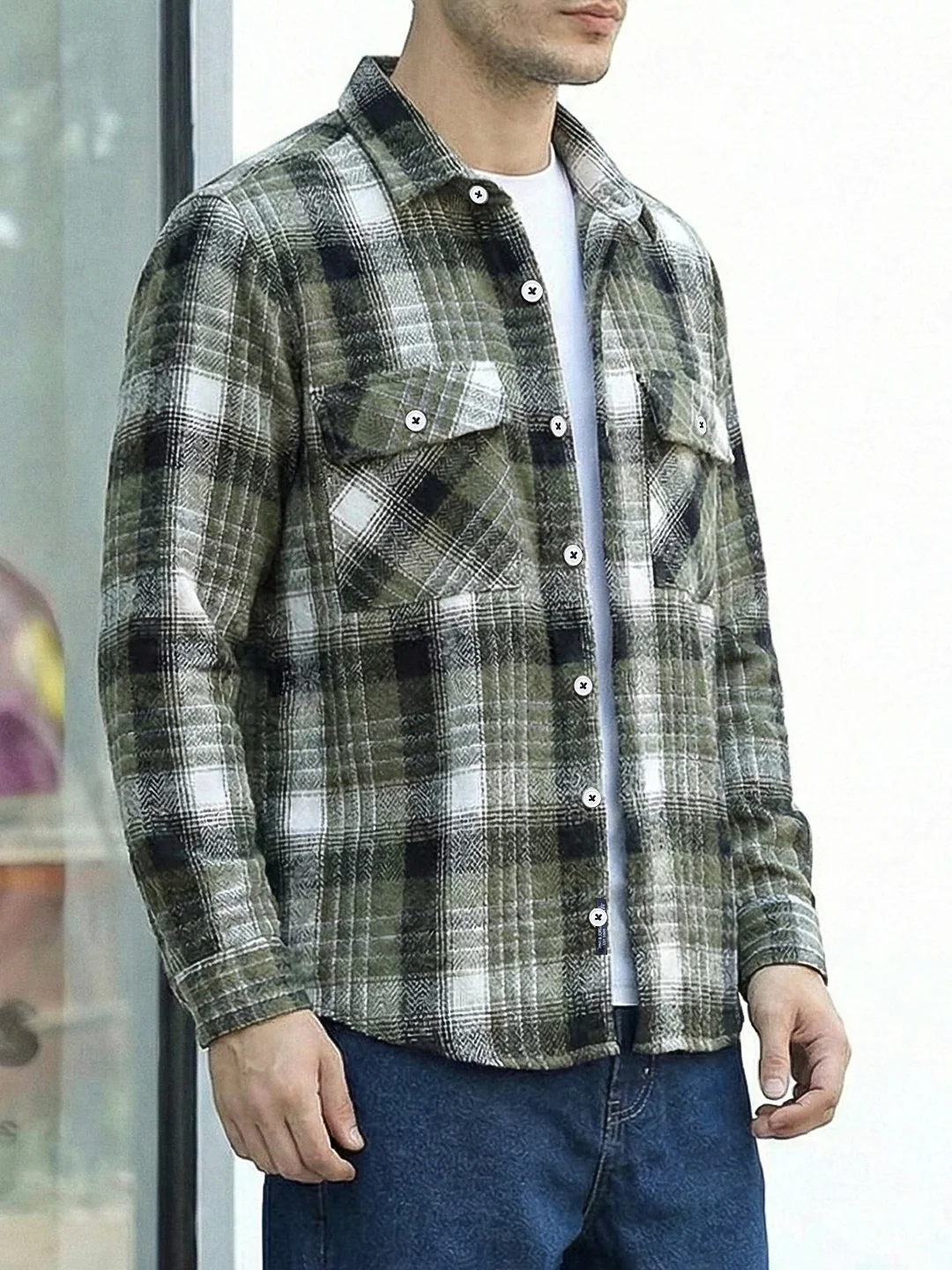 Fabric Theory Olive Check Full Sleeve Shirt - Image 4