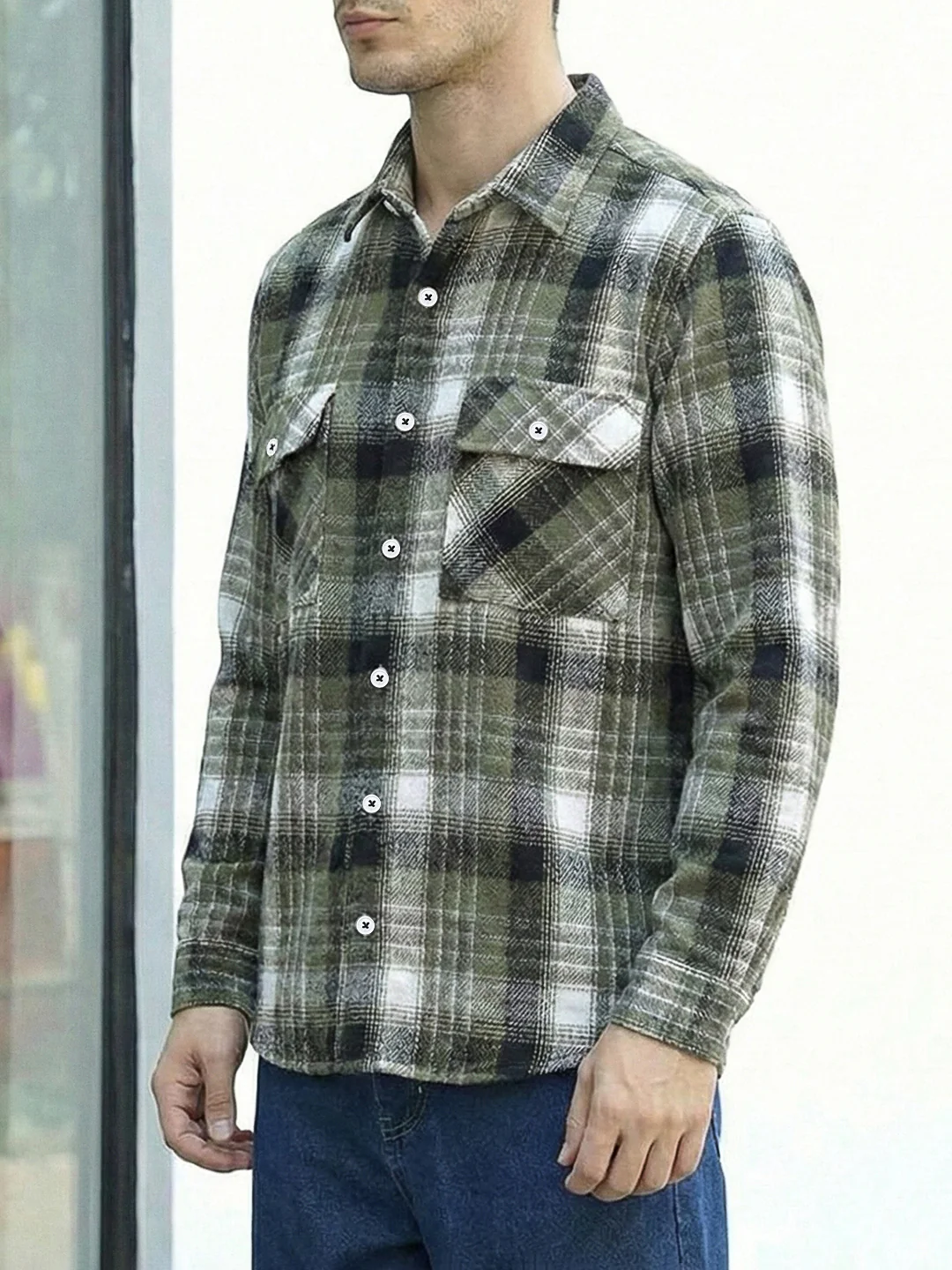 Fabric Theory Olive Check Full Sleeve Shirt - Image 5