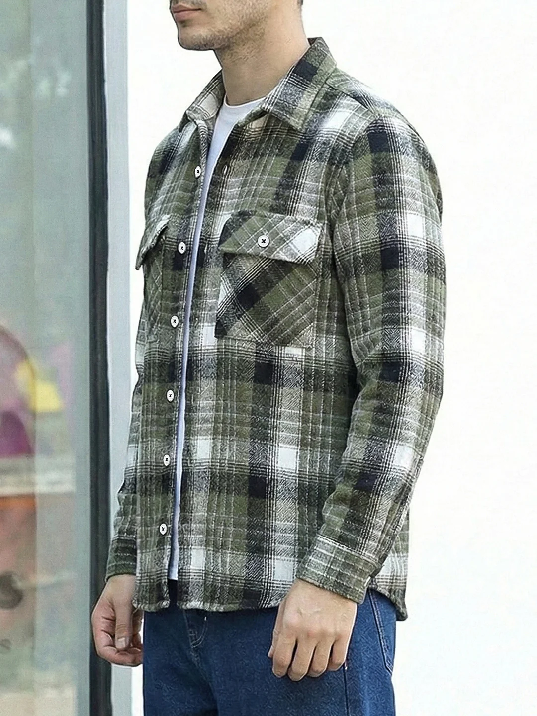 Fabric Theory Olive Check Full Sleeve Shirt - Image 7