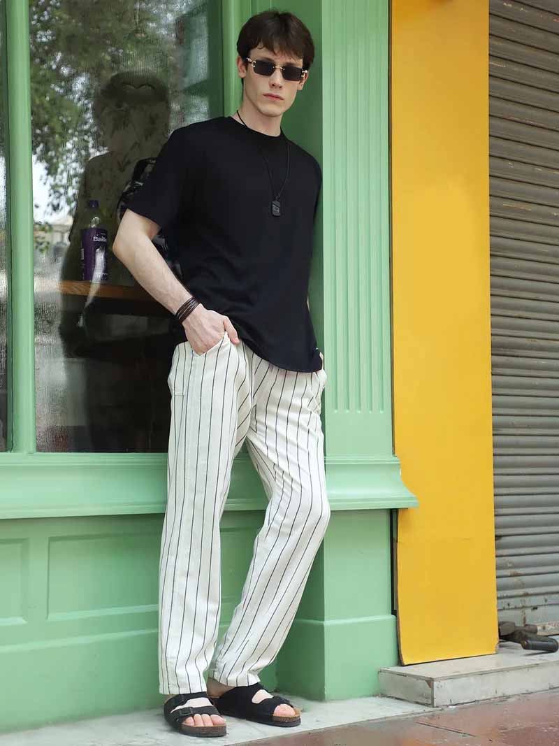 Frostline Off White Stripe Trouser - Image 8