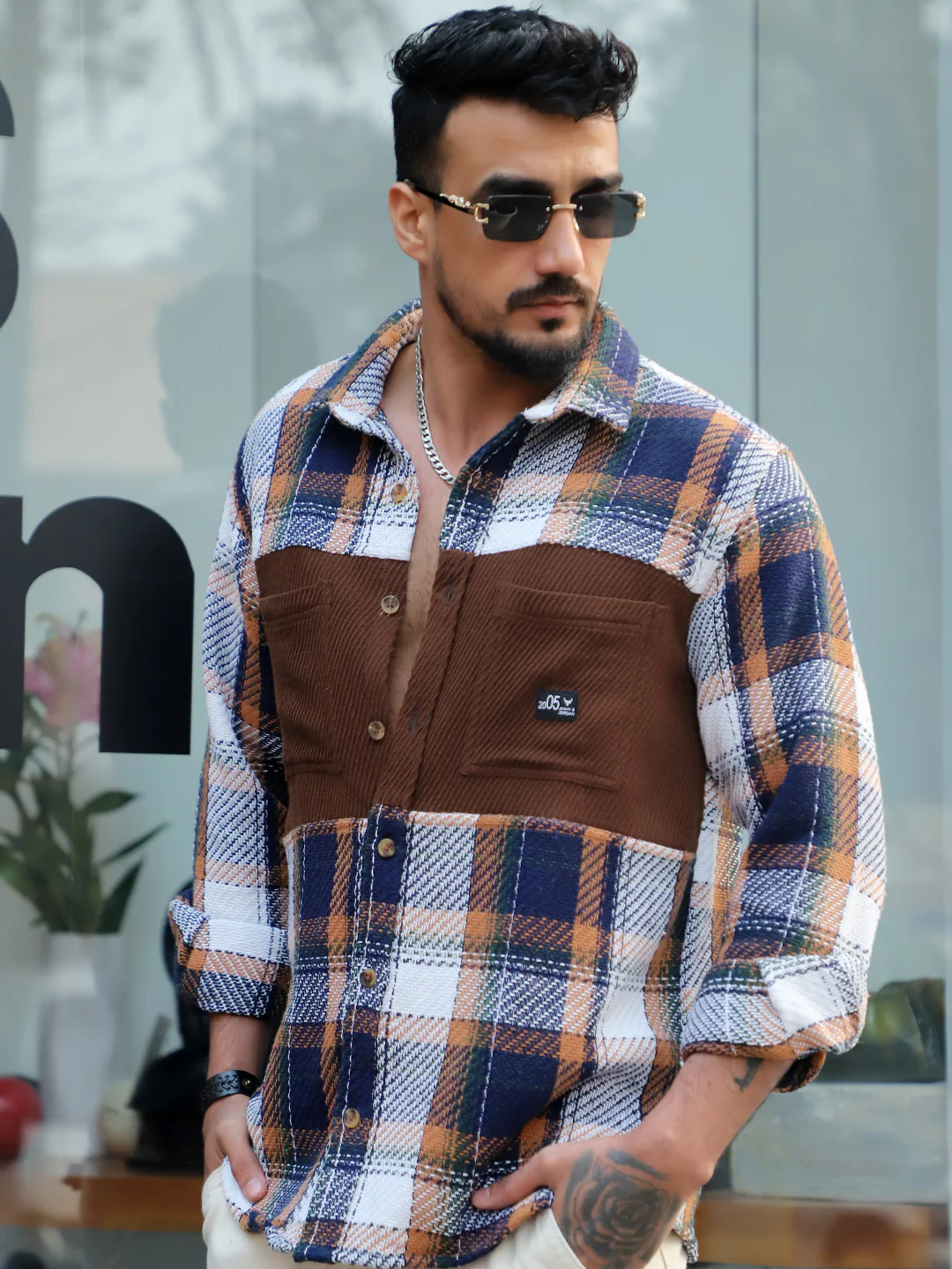 Gravel Room Navy Blue Check Full Sleeve Shirt - Image 6