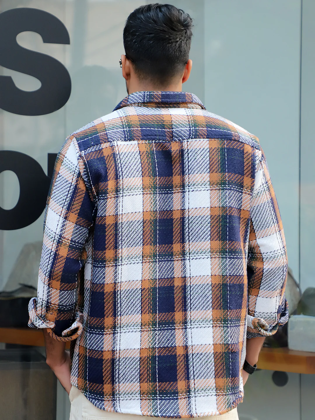 Gravel Room Navy Blue Check Full Sleeve Shirt - Image 7