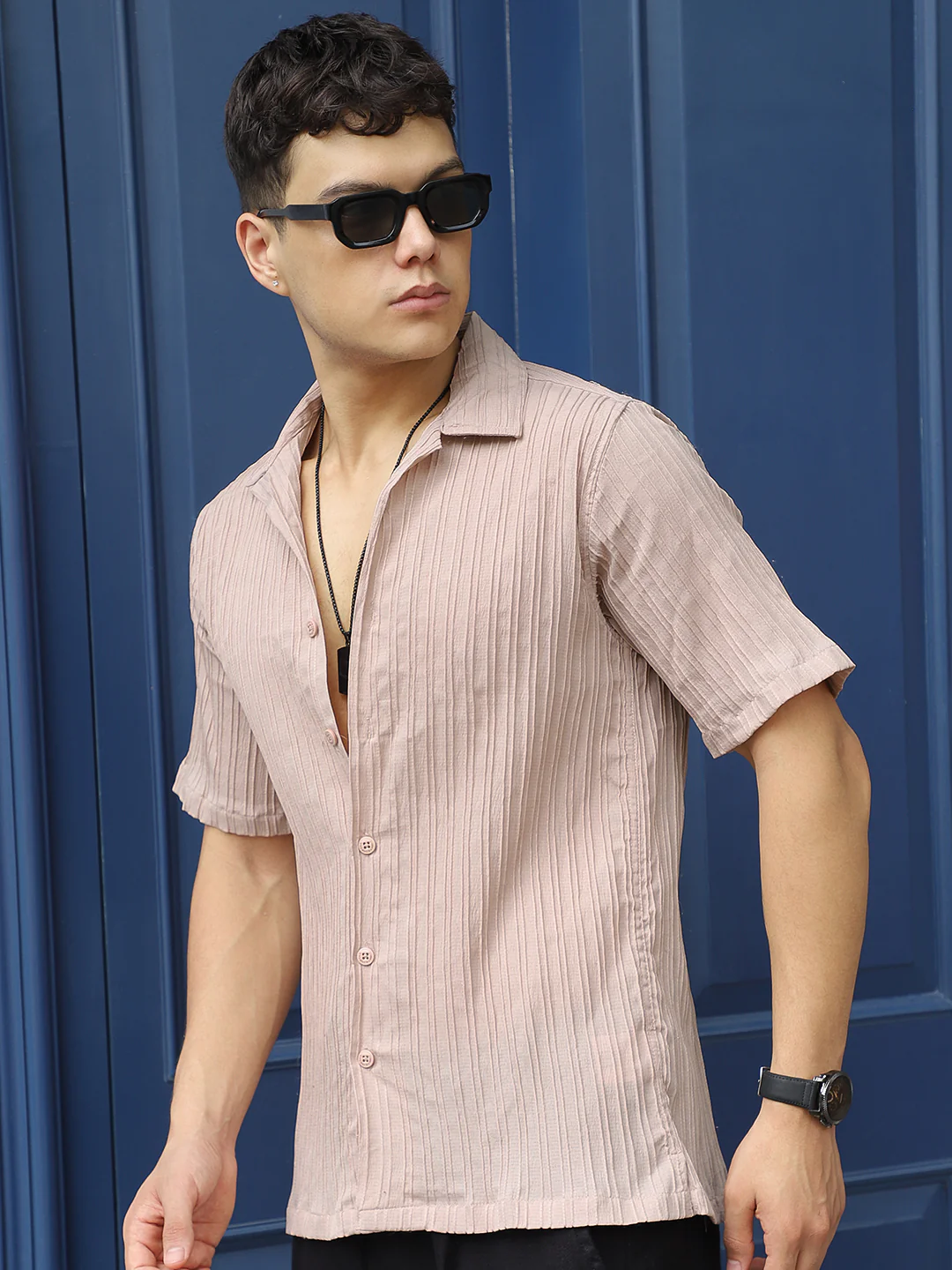 Lush Dusty Peach Half Sleeve Shirt - Image 3