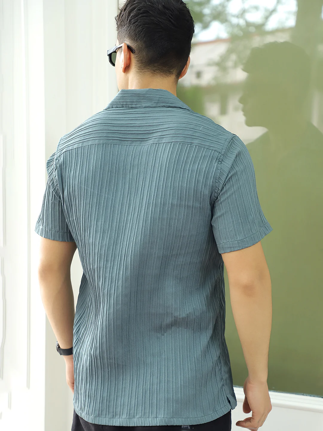 Lush Teal Green  Half Sleeve Shirt - Image 4