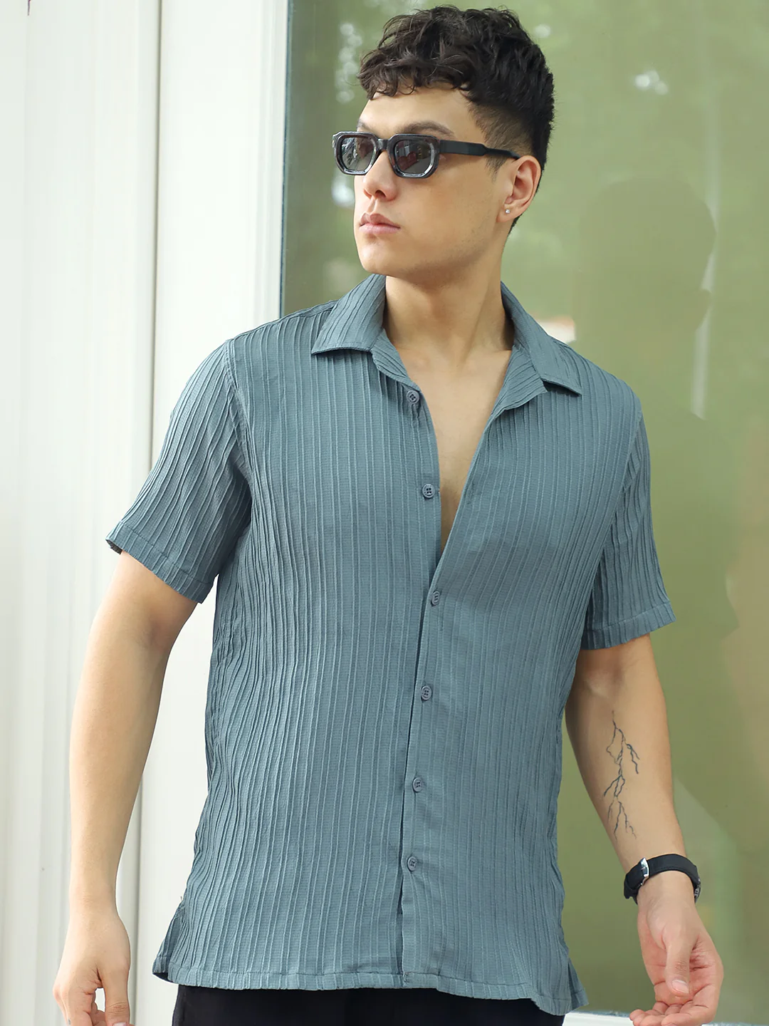 Lush Teal Green  Half Sleeve Shirt - Image 6