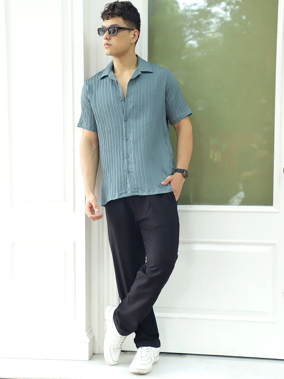 Lush Teal Green  Half Sleeve Shirt - Image 9