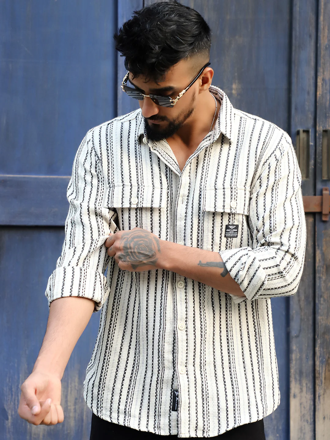 Maui Wave White Stripe Full Sleeve Shirt - Image 5