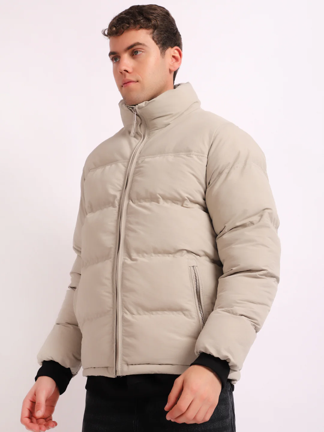 Northbound Beige Oversized Puffer Jacket - Image 3
