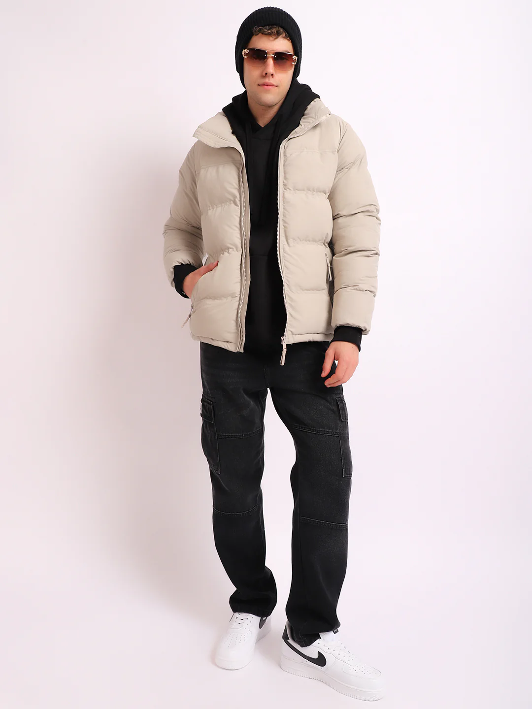 Northbound Beige Oversized Puffer Jacket - Image 4