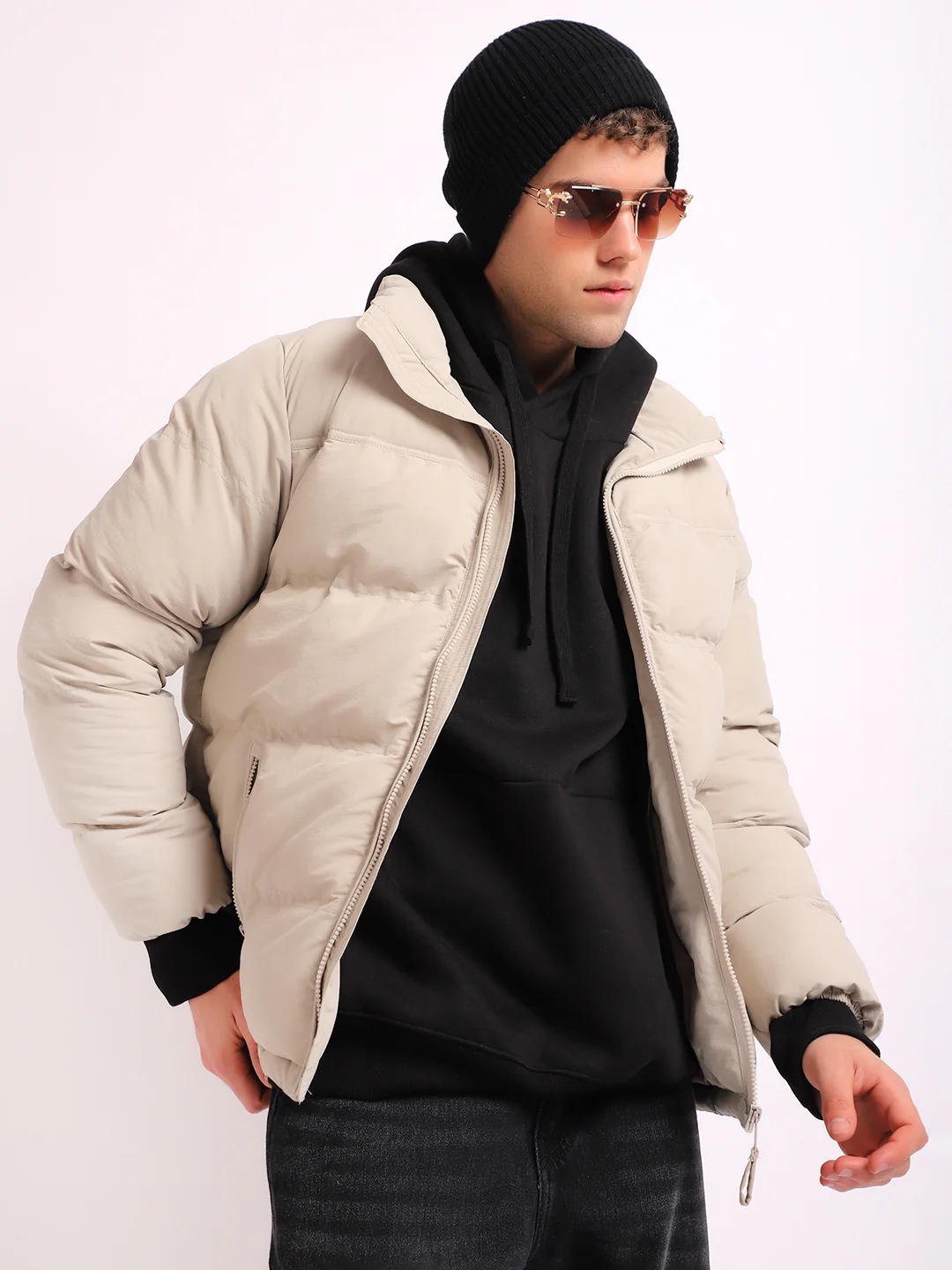 Northbound Beige Oversized Puffer Jacket - Image 6