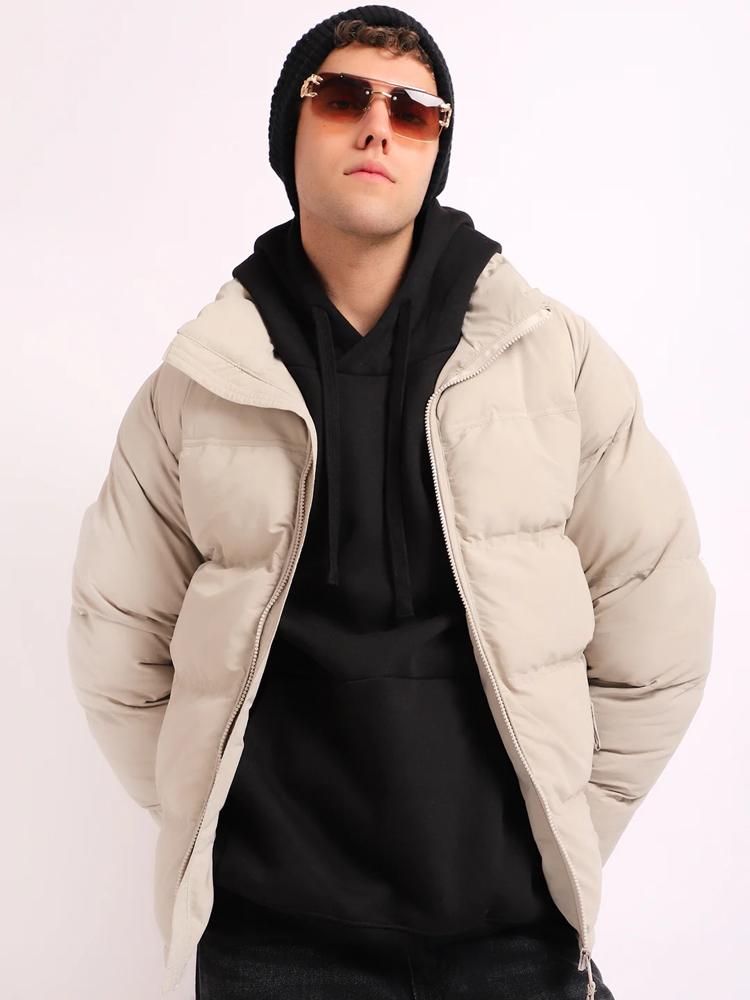 Northbound Beige Oversized Puffer Jacket - Image 7