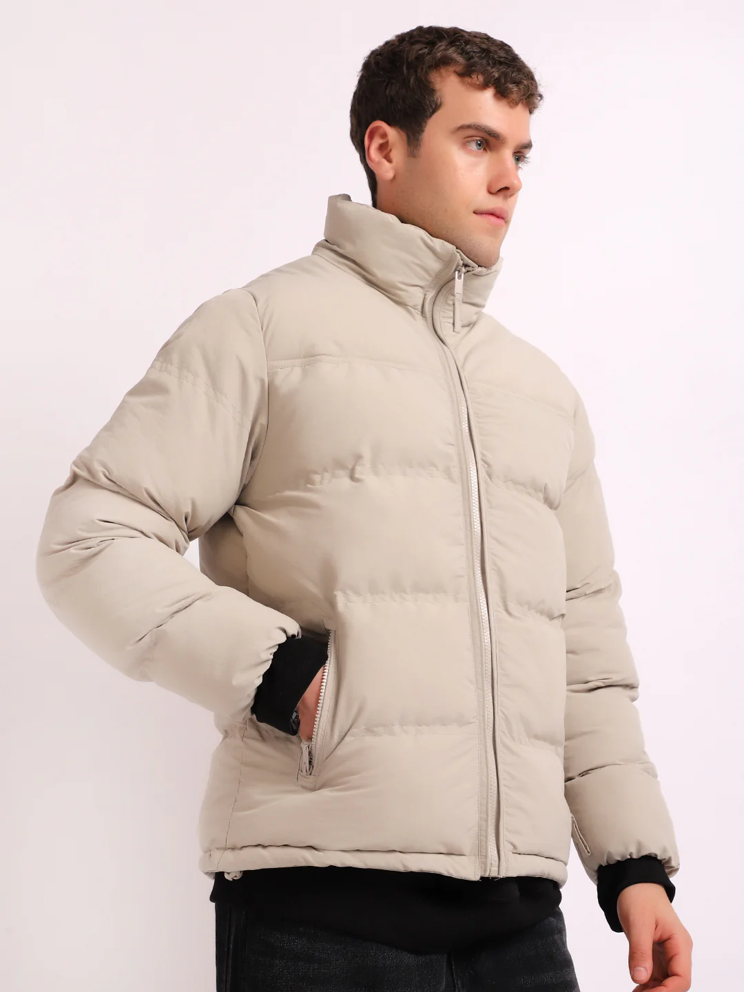 Northbound Beige Oversized Puffer Jacket - Image 8