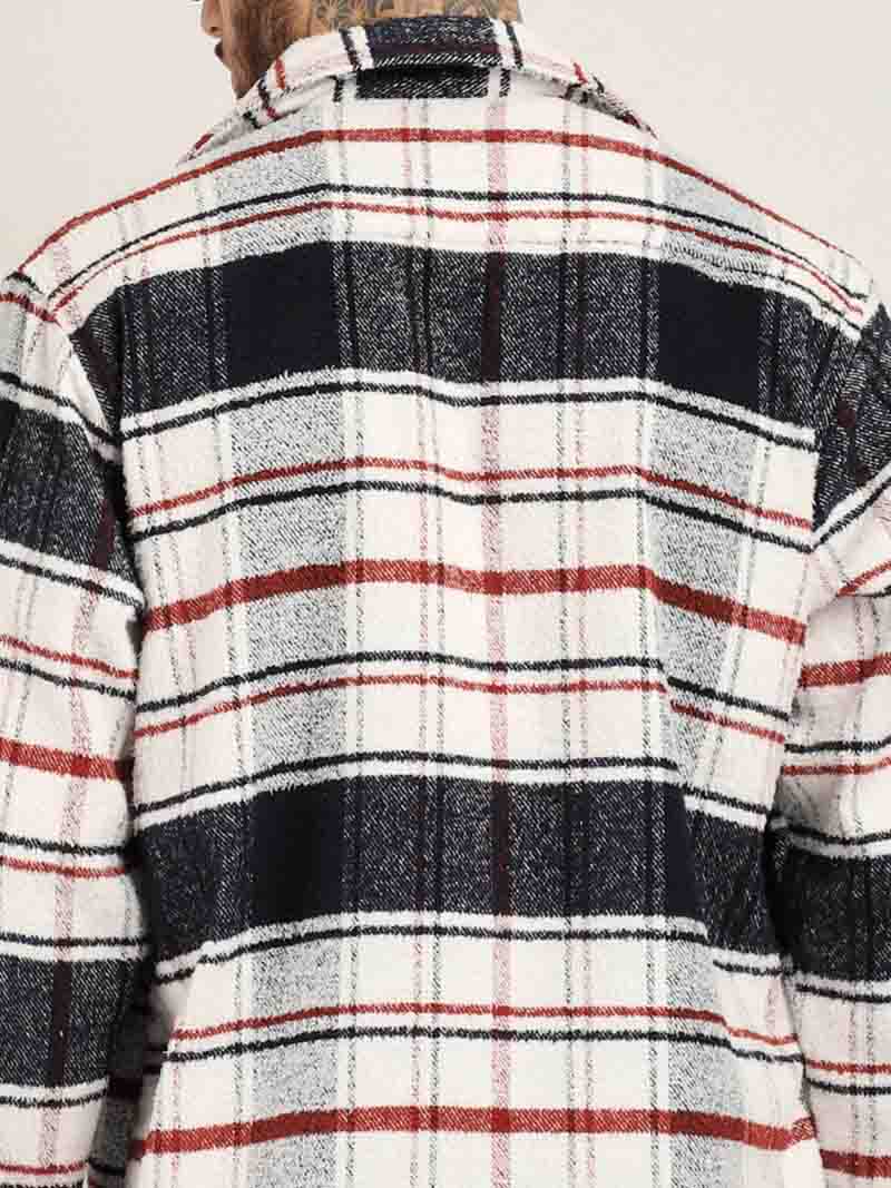 Towel Knitted Navy Check Shacket - Image 9
