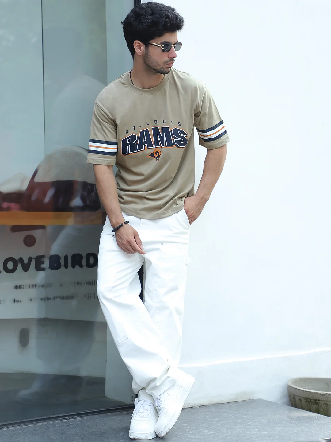 Drama Magnet Beige Oversized Tee - Image 5