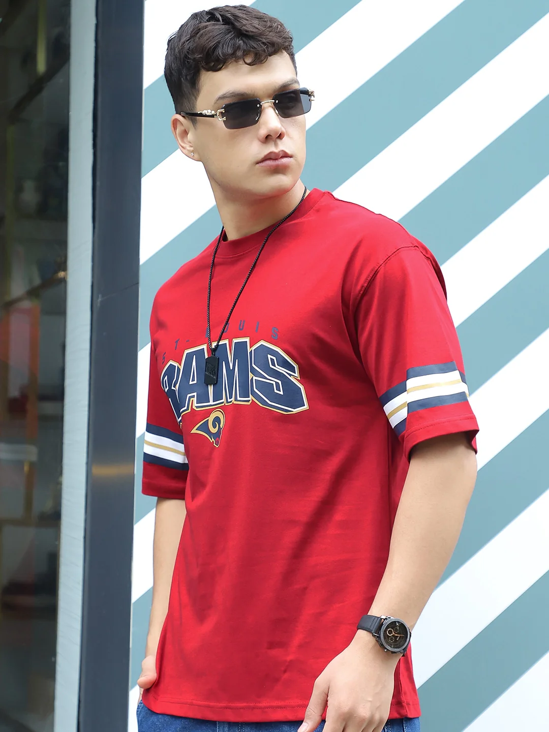 Drama Magnet Red Oversized Tee - Image 4