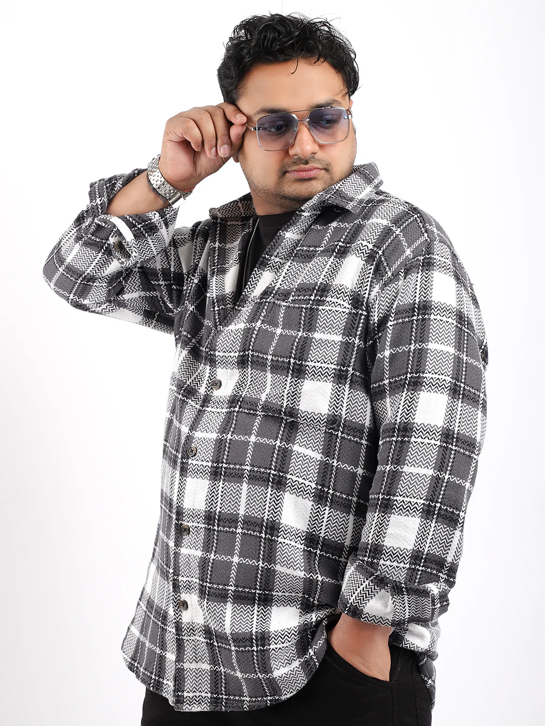 Royal Marco Check Grey Full Sleeve Shirt - Image 3