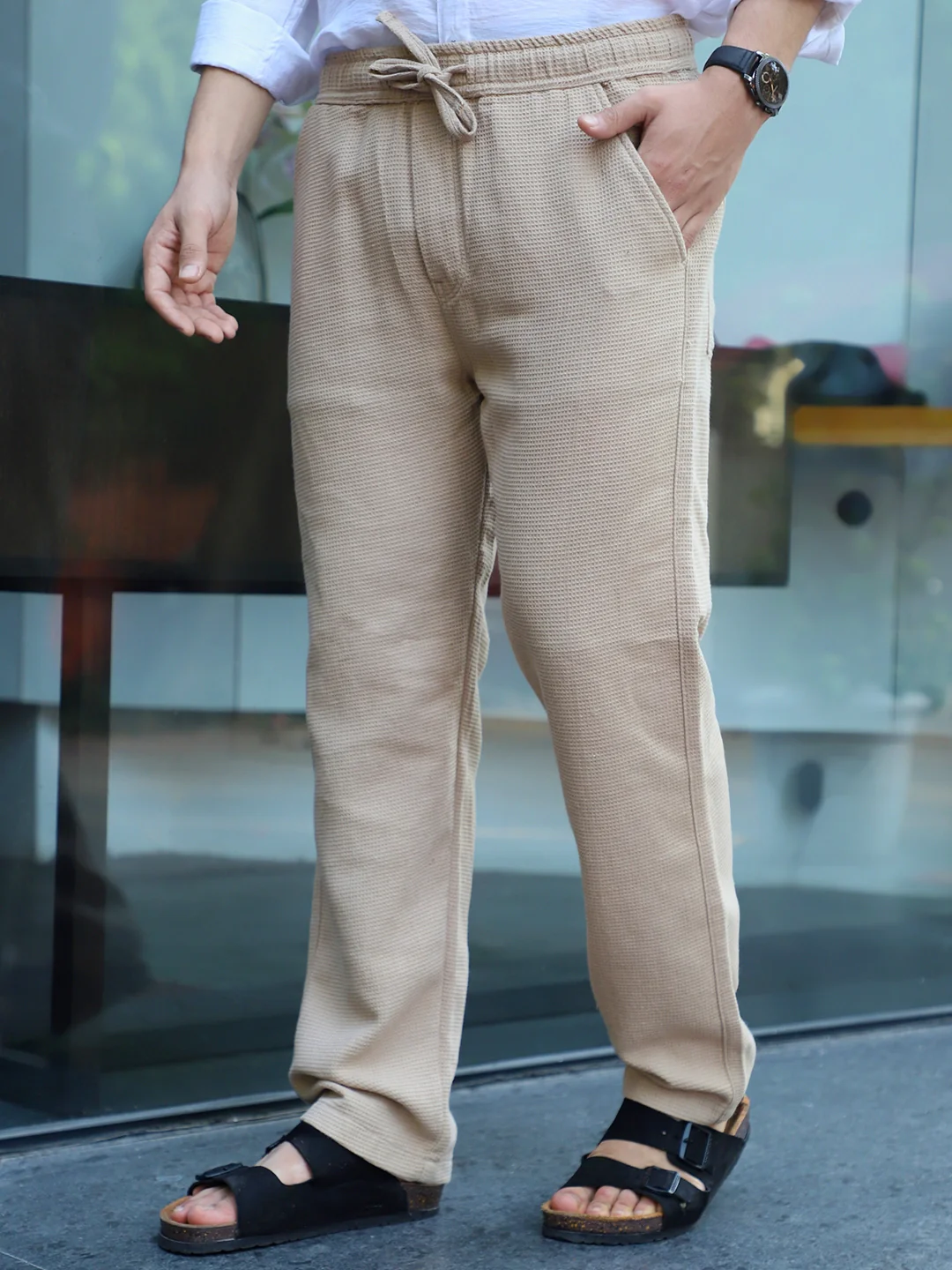 Shorefit Beige Texture Trouser - Image 5