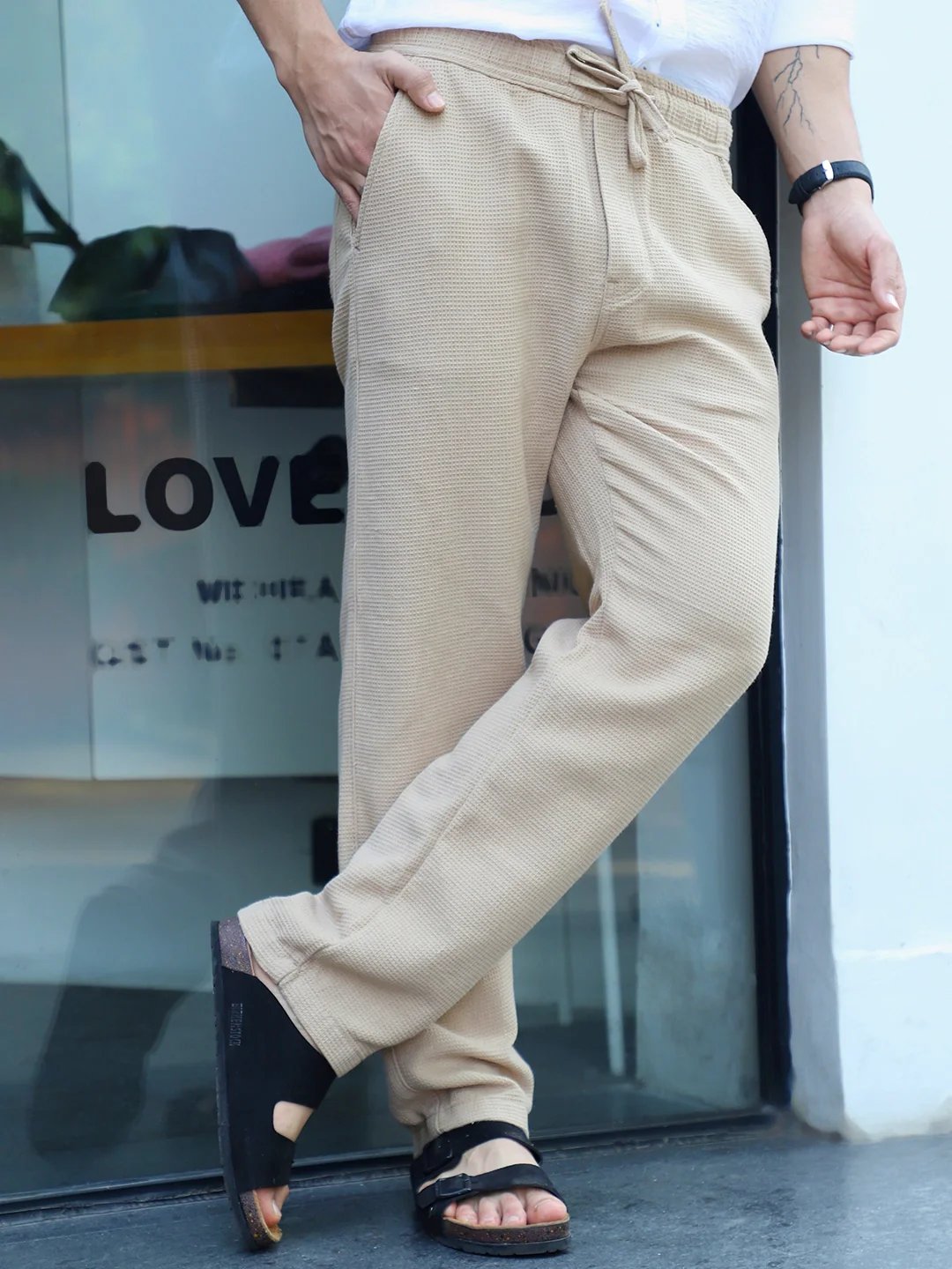 Shorefit Beige Texture Trouser - Image 7