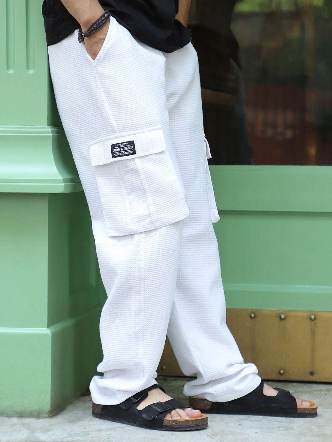 Tavrix White Baggy Fit Textured Trousers - Image 9