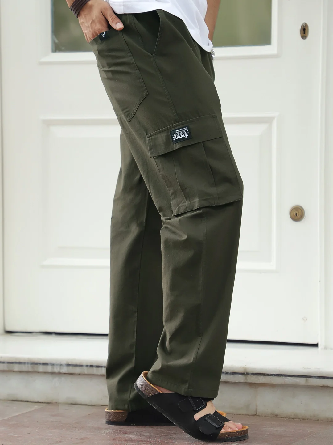 TerraTone Olive Green Baggy Fit Cotton Cargo - Image 3