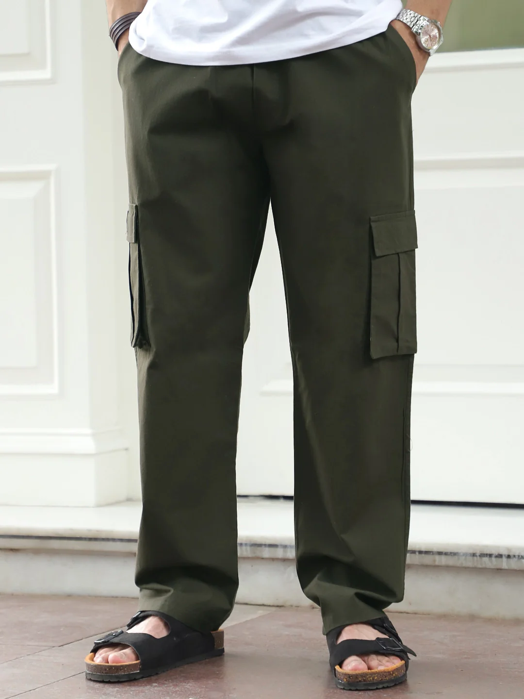 TerraTone Olive Green Baggy Fit Cotton Cargo - Image 4