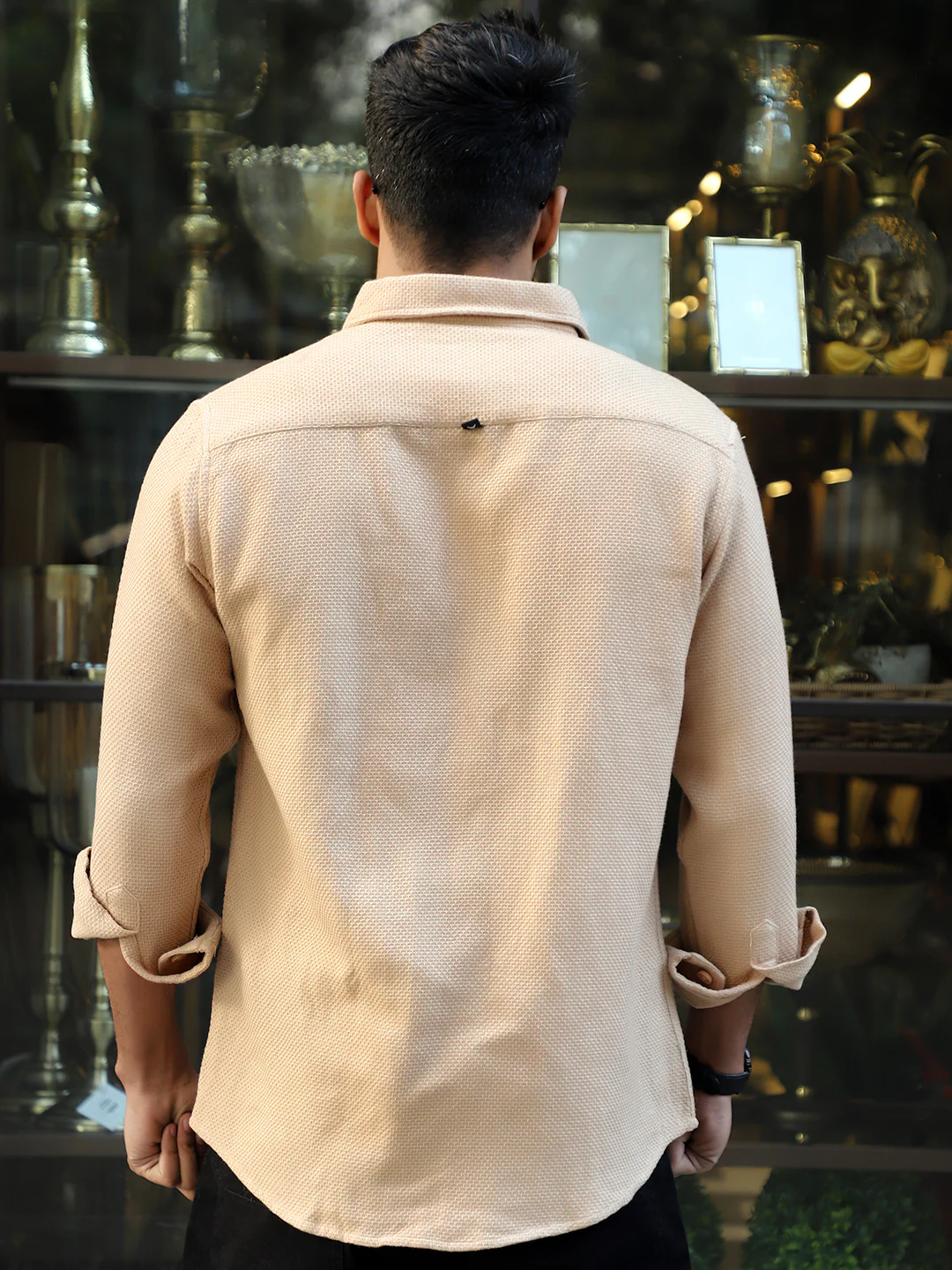 Tuscan Almond Brown Texture Full Sleeve Shirt - Image 8
