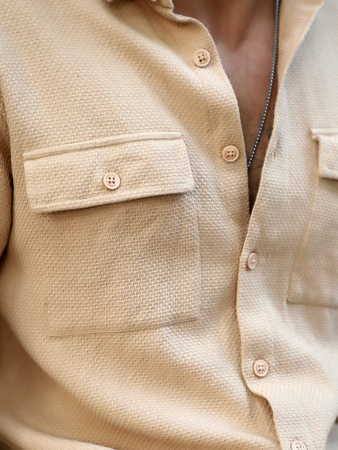 Tuscan Almond Brown Texture Full Sleeve Shirt - Image 9