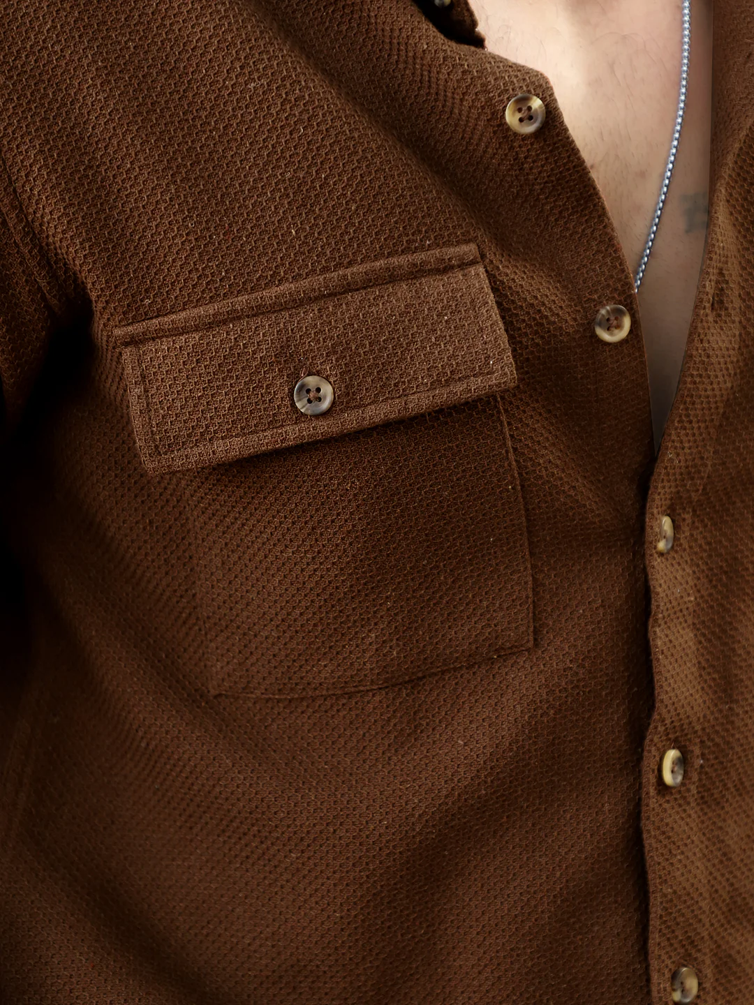Tuscan Brown Texture Full Sleeve Shirt - Image 6