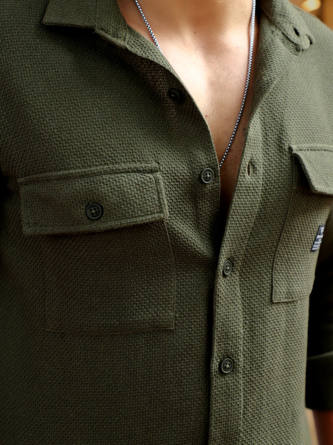 Tuscan Olive Texture Full Sleeve Shirt - Image 6