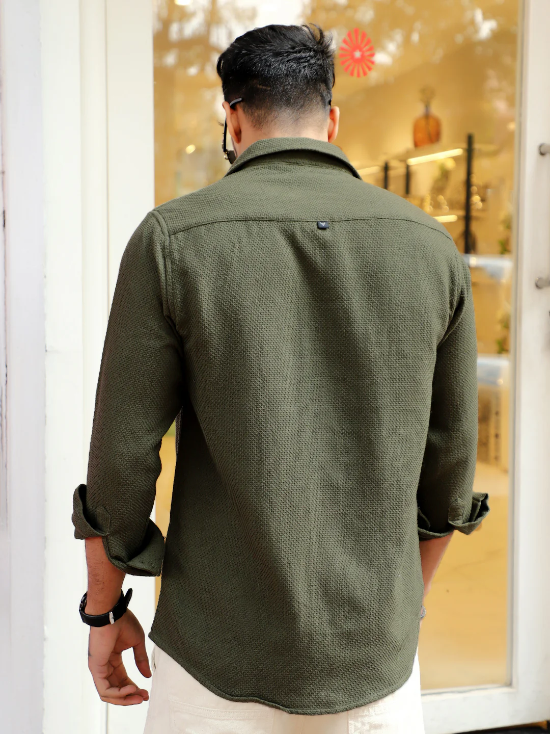 Tuscan Olive Texture Full Sleeve Shirt - Image 7